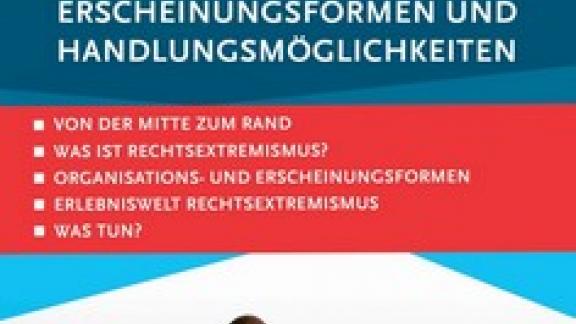 Titelblatt der Ausstellung des Beratungsnetzwerks Hessen "RECHTSaußen-MITTENdrin?"